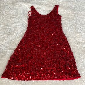 red sequin dress